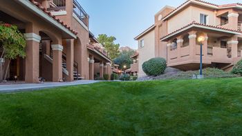 Courtyard with lush landscape